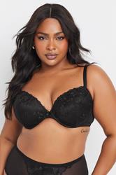 YOURSET 2 PACK Plus Size Black & Pink Floral Lace Embroidered Padded Bras | Yours Clothing 4