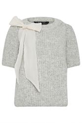 LTS Tall Silver Knitted Bow Jumper | Long Tall Sally 6