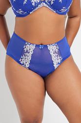 YOURS Plus Size Cobalt Blue Contrast Lace Mesh Briefs | Yours Clothing 3