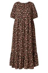 YOURS Curve Brown Ditsy Floral Smock Maxi Dress