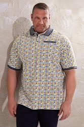 KAM Big & Tall White Skull Print Polo Shirt | BadRhino 3