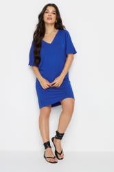 PixieGirl Petite Womens Blue Tie Back T-Shirt Dress | PixieGirl 1