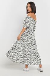 PixieGirl Petite Women's White Paisley Floral Tiered Bardot Dress | PixieGirl 2