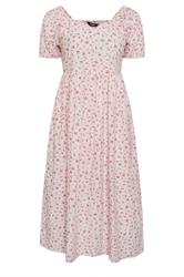 YOURS Curve Pink Ditsy Print Maxi Dress