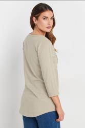 LTS Tall Natural Brown Cotton Henley Top | Long Tall Sally 2