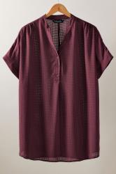 EVANS Curve Purple Woven Check Blouse