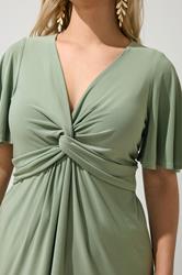 YOURS LONDON Plus Size Sage Green Knot Detail Front Short Sleeve Top | Yours Clothing 4