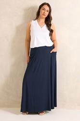 EVANS Plus Size Navy Blue Stretch Jersey Midaxi Skirt | Evans 1