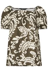 LTS Tall Green Paisley Square Neck Top