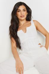 PixieGirl Petite Women's White Cotton Notch Neck Corset Top | PixieGirl 4