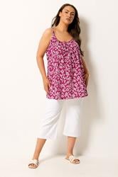 YOURS Plus Size Purple Ditsy Floral Vest Top | Yours Clothing 1
