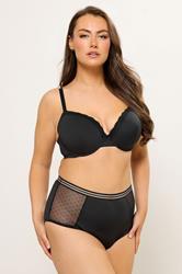 YOURS Plus Size Black Dobby Lace Full Brief | Yours Clothing 1