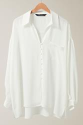 EVANS Curve White Dipped Hem Oversized Shirt