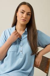EVANS Plus Size Light Blue Lyocell Denim Dress | Evans 5