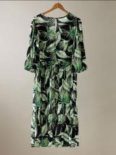 EVANS Plus Size Green Palm Print Tiered Midi Dress | Evans 6