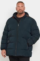 BadRhino Big & Tall Teal Blue Hooded Logo Puffer Jacket | BadRhino 1