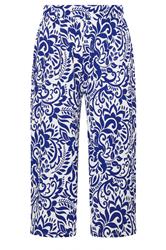 YOURS Curve Blue Abstract Floral Textured Midaxi Culottes