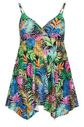 YOURS Plus Size Black Tropical Print Hanky Hemline Swimdress | Yours Clothing 5