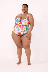 YOURS Plus Size Pink & White Mixed Summer Print Swimsuit | Yours Clothing 1