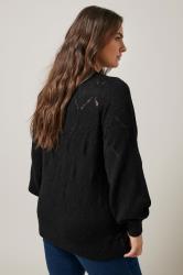 EVANS Plus Size Black Pointelle Knitted Jumper | Evans 2