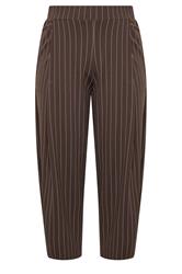 LIMITED COLLECTION Plus Size Chocolate Brown & Blue Pinstripe Barrel Leg Trousers | Yours Clothing 5