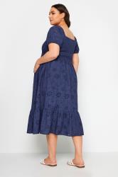 BUMP IT UP MATERNITY Plus Size Navy Blue Cotton Broderie Midi Dress | Yours Clothing 2