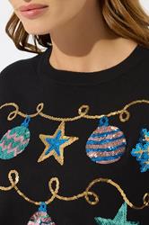 M&Co Black Sequin Embellished Baubles Christmas Jumper | M&Co 5