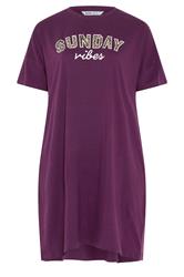YOURSET 2 PACK Plus Size Burgundy Red 'Sunday Vibes' Sleep Tee Nightdresses | Yours Clothing 8