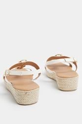 White Hammered Disk Wedge Sandals In Wide E Fit | Yours Clothing 4