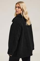 YOURS Plus Size Black Heavyweight Teddy Fleece | Yours Clothing  5