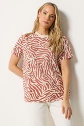 LTS Tall Women's Dark Pink Zebra Print Cotton Oversized T-Shirt | Long Tall Sally 3