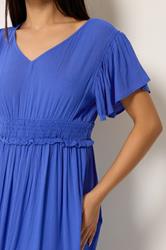 M&Co Petite Cobalt Blue Shirred Waist Maxi Dress | M&Co 4