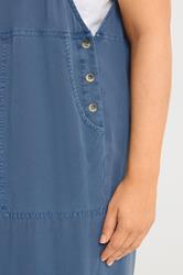 YOURS Plus Size Blue Chambray Wide Leg Dungarees | Yours Clothing 4