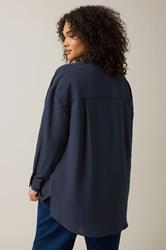 EVANS Plus Size Navy Blue Utility Pocket Shirt | Evans 2