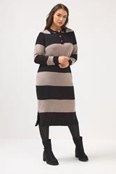 YOURS Plus Size Black Rugby Collar Knitted Jumper Dress | Yours Clothing 1
