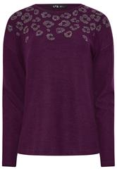 LTS Tall Purple Soft Touch Animal Embellished Jumper | Long Tall Sally 5