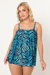 YOURS Plus Size Blue Pacific Abstract Print Tankini Top | Yours Clothing 3