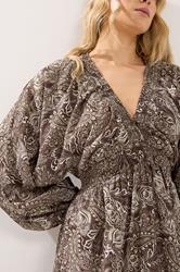 LTS Tall Women's Chocolate Brown Paisley Shirred Maxi Dress | Long Tall Sally 4