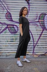 PixieGirl Petite Women's Black Cotton T-Shirt Maxi Dress | PixieGirl 3