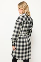 PixieGirl Petite Women's Black Check Print Shirt Dress | PixieGirl 2