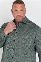 BadRhino Tailoring Big & Tall Green Geometric Print Formal Shirt | BadRhino 5
