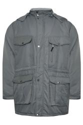 BadRhino Big & Tall Grey Fleece Lined Hooded Coat | BadRhino 4