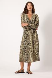 LTS Tall Beige Brown Snake Print Wrap Midi Dress | Long Tall Sally 3