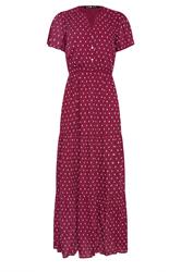 LTS Tall Women's Wine Red Dobby Spot Tiered Maxi Dress | Long Tall Sally 5