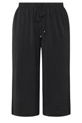 YOURS Plus Size Black Cropped Twill Culottes | Yours Clothing 5