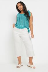 YOURS Plus Size White Wide Leg Cropped Denim Jeans 1
