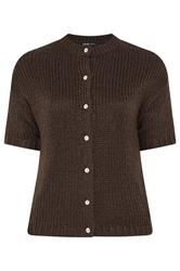 YOURS Curve Chocolate Brown Short Sleeve Cardigan
