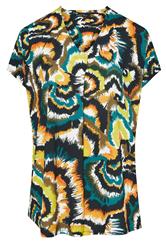 EVANS Plus Size Dark Green Smudge Print Angel Sleeve Jersey Top | Evans 5