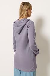 LTS Tall Women's Lilac Purple Cotton Longline Zip Hoodie | Long Tall Sally 2