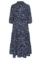 EVANS Plus Size Navy Blue Abstract Print Tiered Maxi Dress | Evans 3